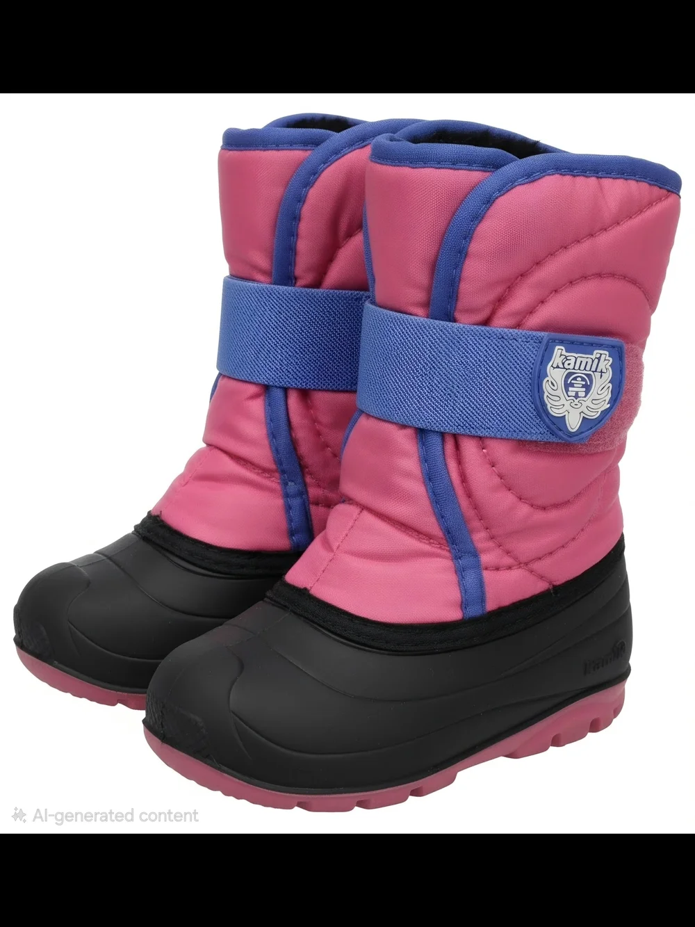 Kamik Kids Pink, Blue & Black Waterproof Insulated Snow Boots